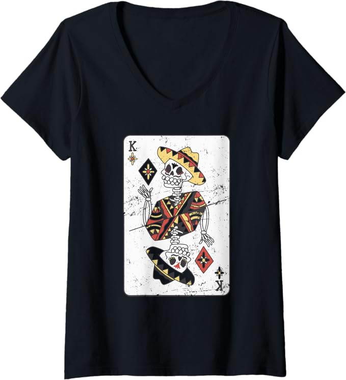 Vintage Mexican Chicano Card Hombre Con Sombrero V-Neck Women T-Shirt for Women
