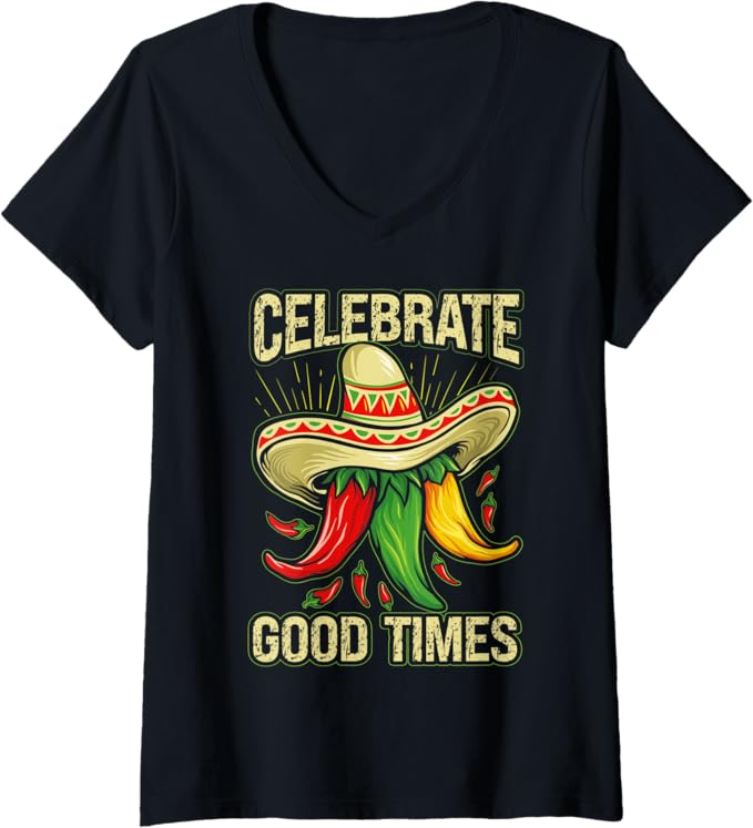 Womens Cinco De Mayo Party V-Neck T-Shirt - Mexican Fiesta Vibes
