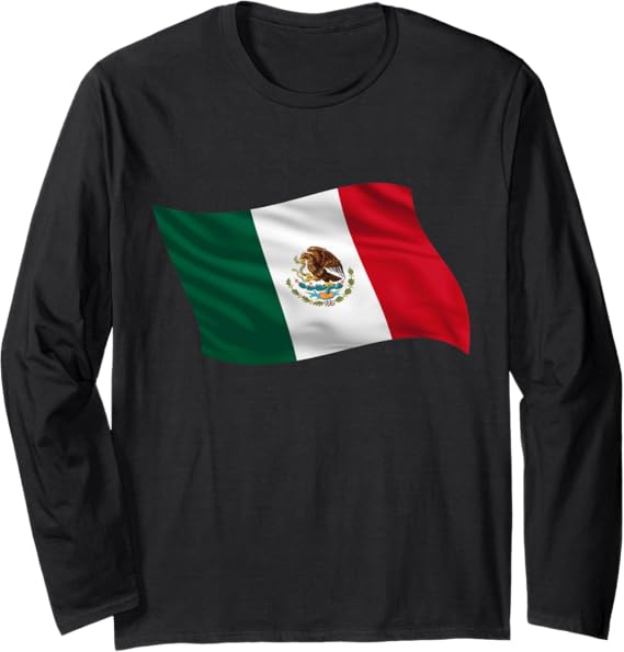 Mexico Bandera Long Sleeve T-Shirt – Mexican Flag Design Shirt