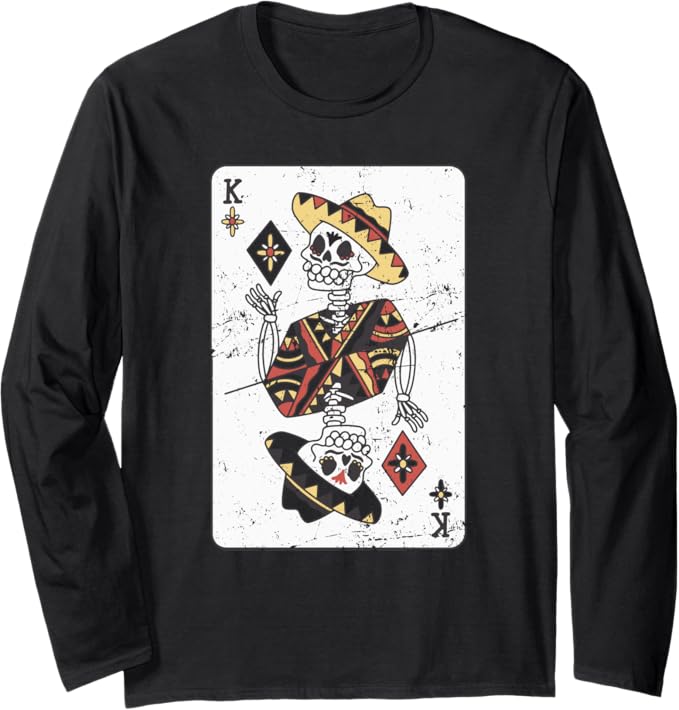 Vintage Mexican Chicano Card Hombre Con Sombrero Long Sleeve T-Shirt
