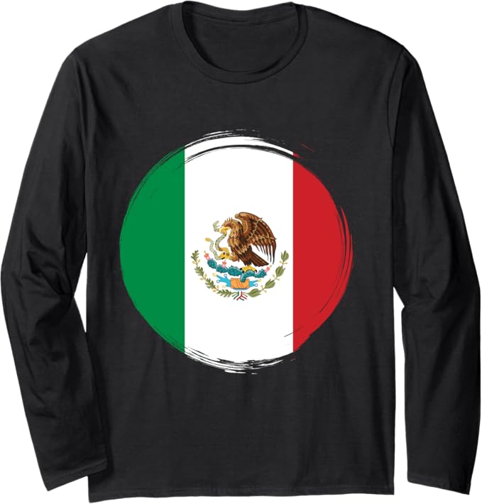 Mexico Flag Long Sleeve T-Shirt | Camiseta Con Bandera de México