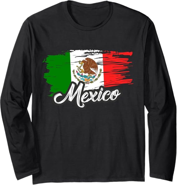 Vintage Mexican Flag Retro Bandera Mexicana Long Sleeve T-Shirt