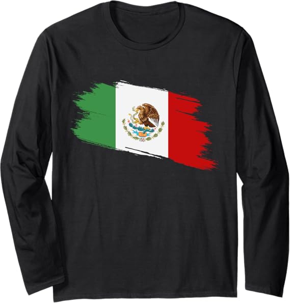 Vintage Mexican Flag Long Sleeve T-Shirt - Bandera Mexicana Mexico Shirt