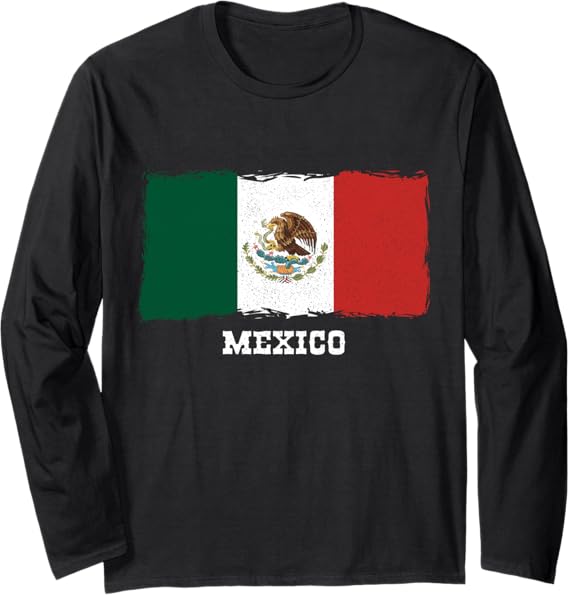 Vintage Mexico Flag Retro Bandera Mexicana Long Sleeve T-Shirt - Classic Mexican Pride Apparel