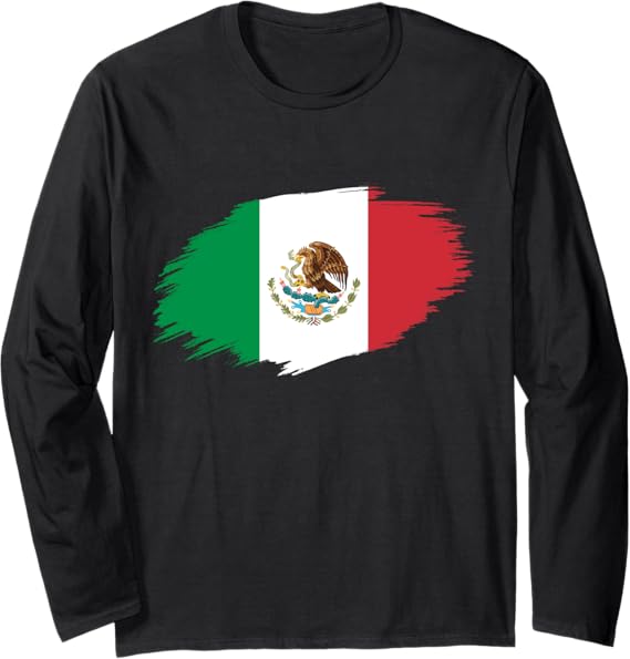 Mexico Flag Long Sleeve T-Shirt - Camiseta Bandera Mexicana
