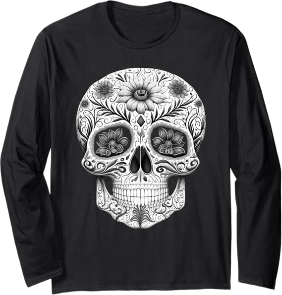 Dia De Los Muertos Mexican Skull Art Long Sleeve T-Shirt
