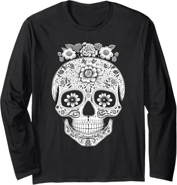 Camisas de Calaveras Mexican Skull Long Sleeve T-Shirt – Unique and Stylish