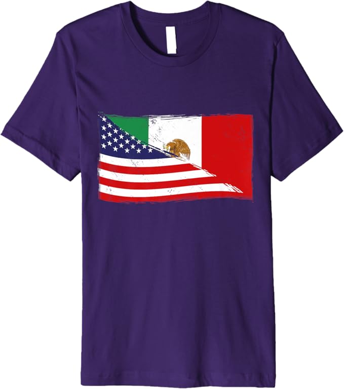 American and Mexican Heritage Flag Men T-Shirt - Premium USA Mexico Chicano Design