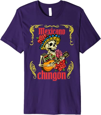 Mexicano Chingon Mariachi Skull Día de los Muertos Premium Men T-Shirt – Stylish Day of the Dead Shirt
