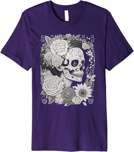 Premium Catrina Sugar Skull Men T-Shirt – Día de los Muertos Calaveras Design from Mexico