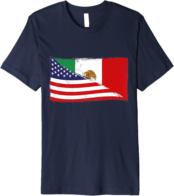 American and Mexican Heritage Flag Men T-Shirt - Premium USA Mexico Chicano Design