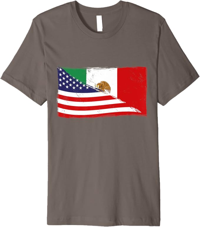 American and Mexican Heritage Flag Men T-Shirt - Premium USA Mexico Chicano Design