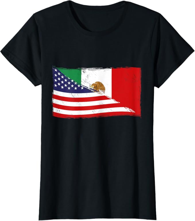 American Mexican Heritage Flag Women T-Shirt | USA Mexico Chicano Pride Shirt
