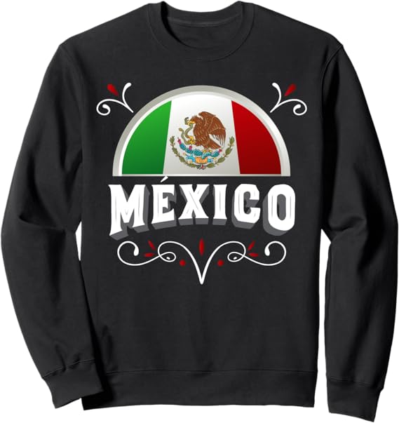 Mexico Bandera Sweatshirt with Mexican Flag & Mexico Lettering