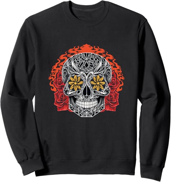 Day of the Dead Sugar Skull Calaveras Sweatshirt – Mexican Holiday Apparel