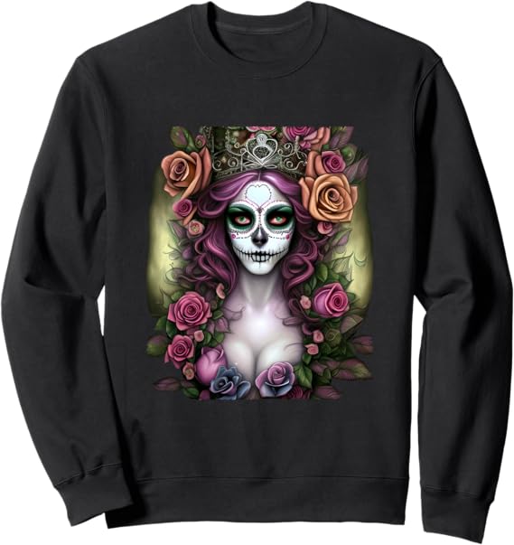 Mexico Dia De Los Muertos Calaveras Catrina Day of the Dead Sweatshirt - Festival Apparel