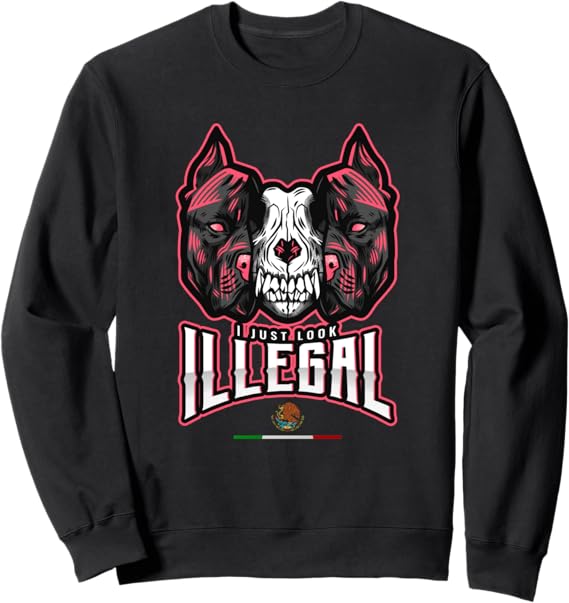 Chicano Sweatshirt featuring Creepy Mexican Dog Skull Design – Unique Illegal Look