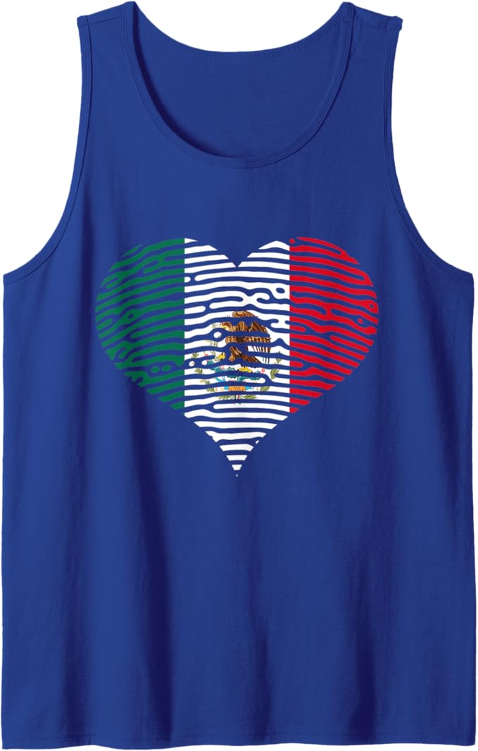 DNA Mexican Bandera Heart Men Tank Top - Mexican Flag Design Shirt