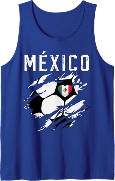 Mexico Retro Vintage Soccer Fan Men Tank Top with Mexican Flag Heart Design