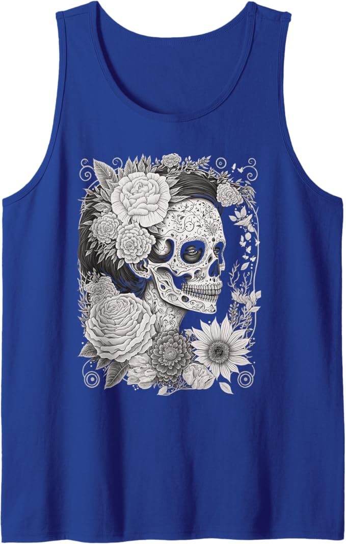 Catrina Sugar Skull Calaveras Men Tank Top - Dia De Los Muertos Mexico Apparel
