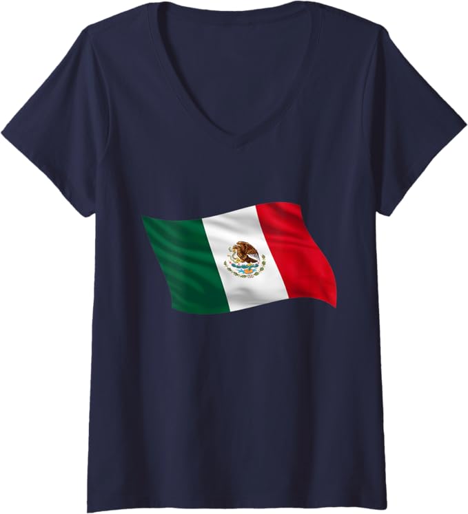 Women's Mexico Bandera V-Neck Women T-Shirt – Mexican Flag Graphic Tee