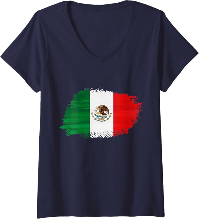 Women's Mexico Bandera Mexican Flag V-Neck Women T-Shirt - Patriotic Apparel