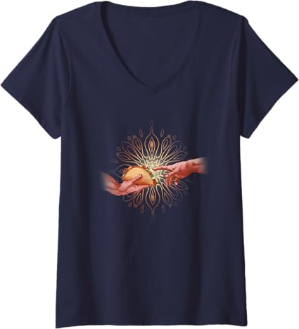 Funny Women's Taco Creation V-Neck T-Shirt | Mexican Chicano Art Design