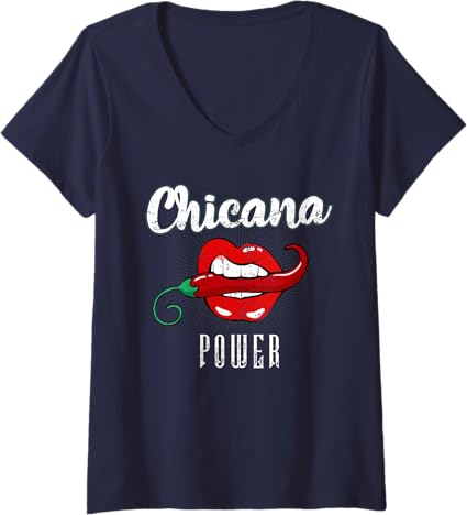 Chicana Power V-Neck T-Shirt for Latina Mexicana Women - Women's Mexico Pride Shirt