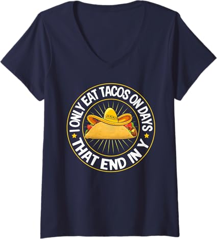 Women's Mexican Cinco de Mayo Tacos V-Neck T-Shirt – Festive Party Apparel