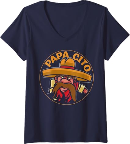 Women's Mexican Cinco de Mayo Party Papa Cito V-Neck T-Shirt – Festive & Stylish Top for Celebrations