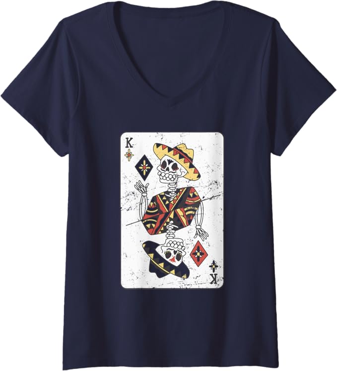 Vintage Mexican Chicano Card Hombre Con Sombrero V-Neck Women T-Shirt for Women