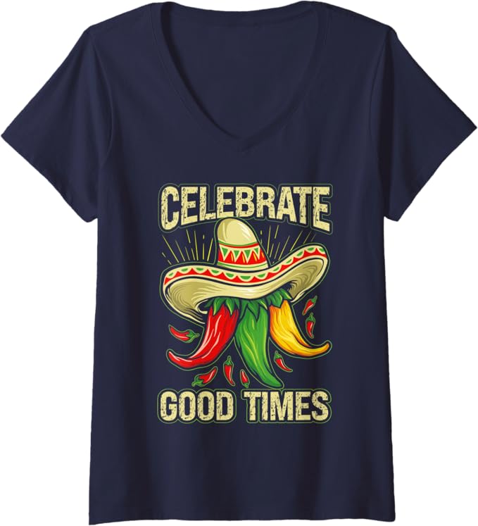Womens Cinco De Mayo Party V-Neck T-Shirt - Mexican Fiesta Vibes