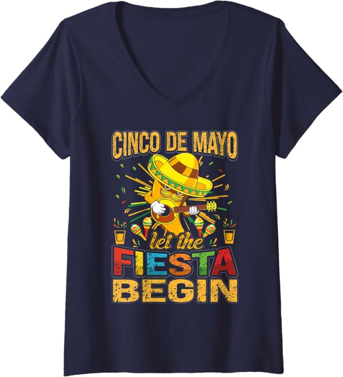 Womens Mexican Cinco De Mayo Party V-Neck T-Shirt - Celebrate Fiesta