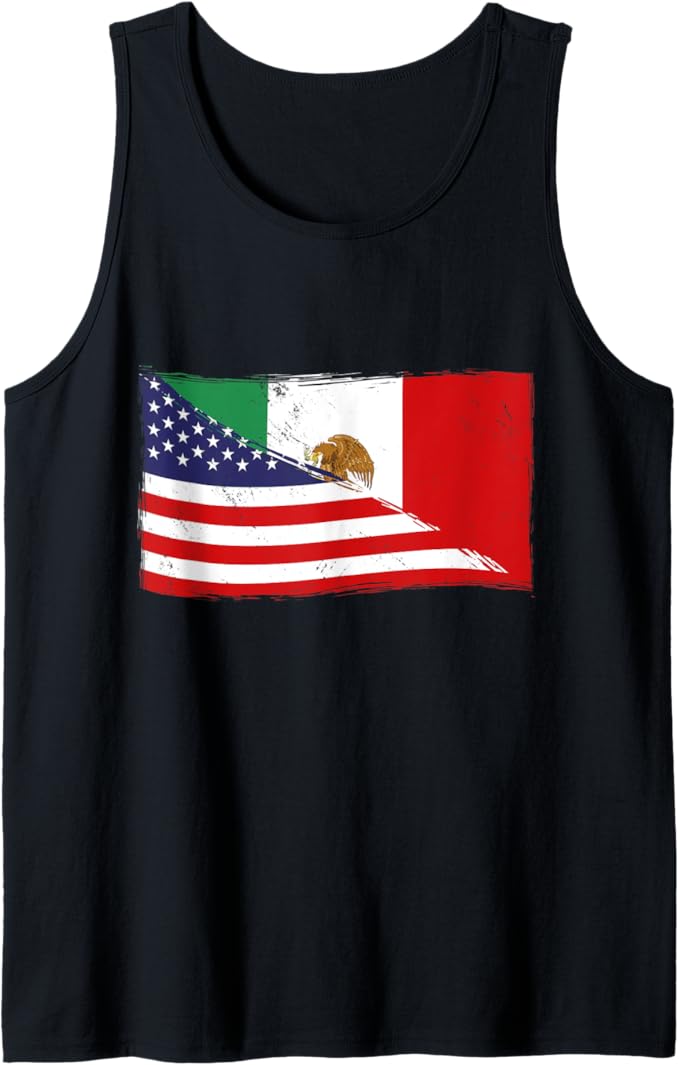 USA Mexico Chicano Men Tank Top | American & Mexican Heritage Flag Design