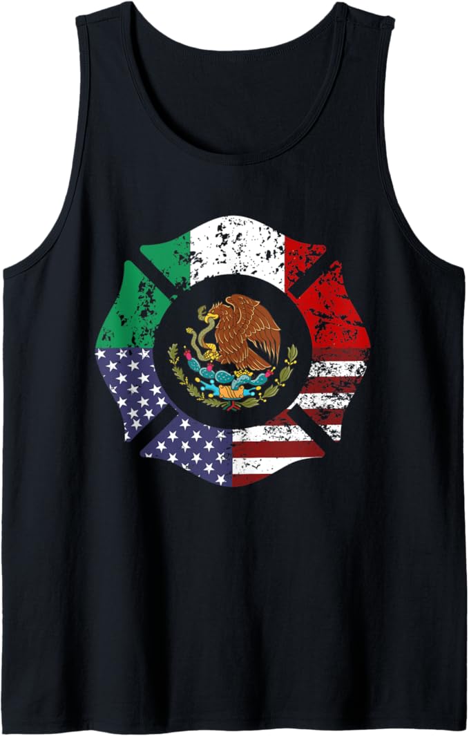 USA American Mexico Mexican Flag Escudo Nacional de México Men Tank Top - Stylish Apparel for Patriotism