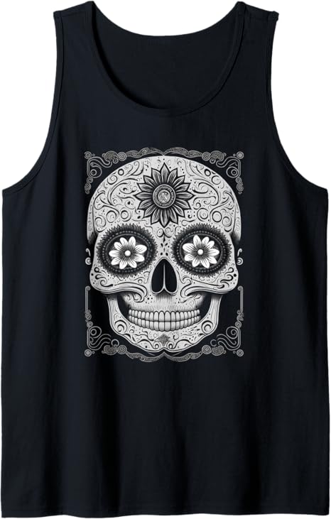 Calaveras Sugar Skull Men Tank Top – Day of the Dead Mexican Holiday Apparel