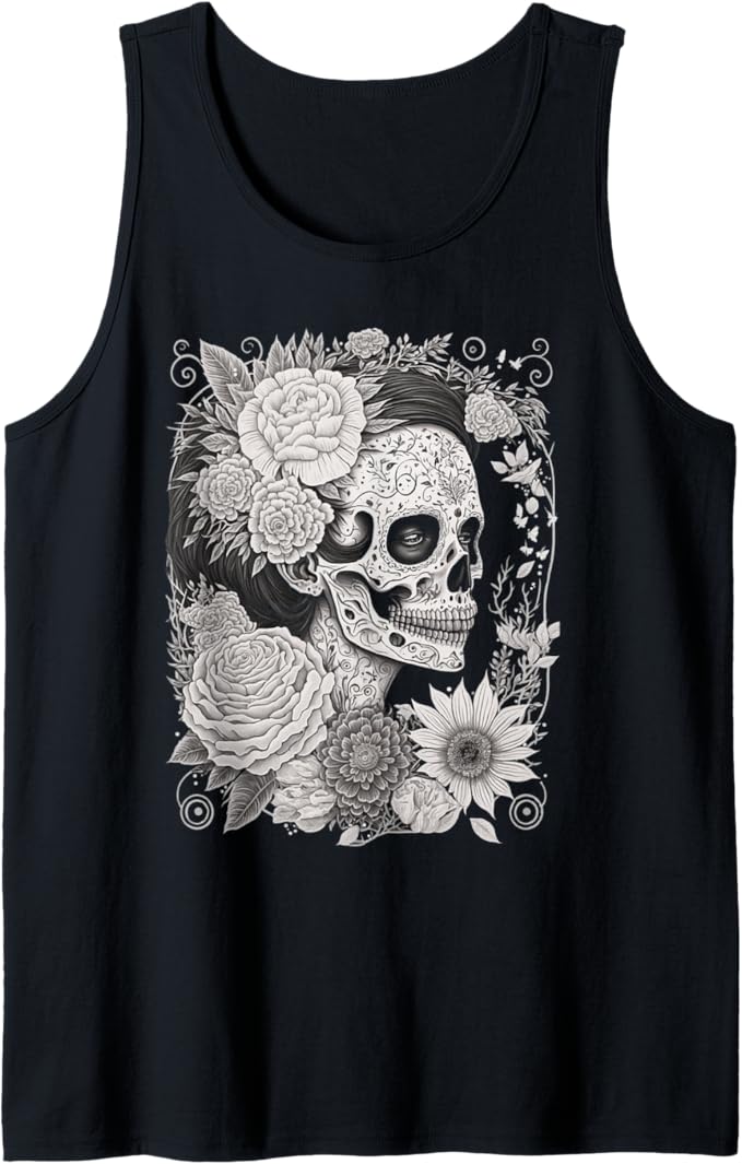 Catrina Sugar Skull Calaveras Men Tank Top - Dia De Los Muertos Mexico Apparel