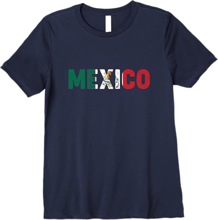 Mexico Vintage Lettering Women T-Shirt - Mexican Flag Bandera Mexicana Premium Shirt