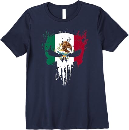 Premium Mexican Flag Skull Men T-Shirt | Bandera Mexicana Camiseta | Unique Design