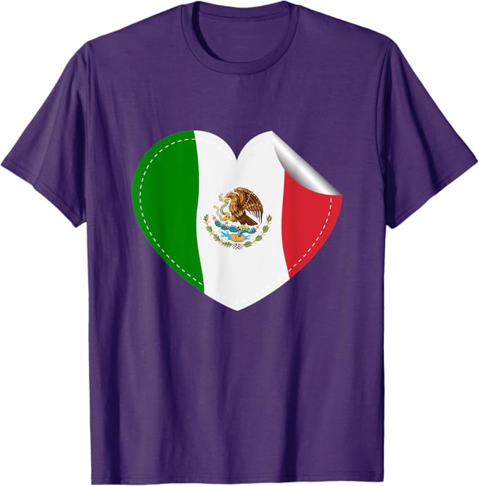 Mexican Flag Heart Men T-Shirt - Bandera de México Diseño de Corazón