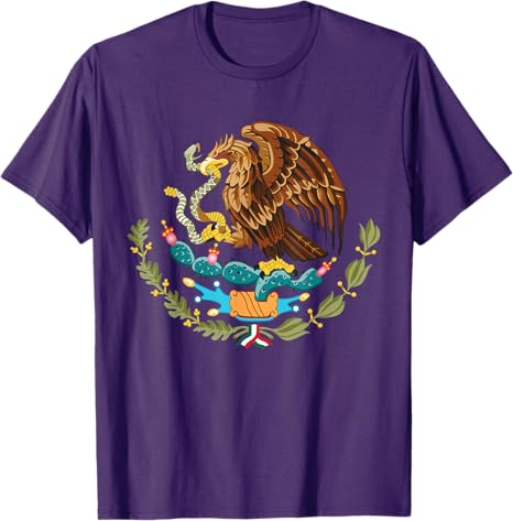 Mexican Flag Men T-Shirt with Aztec Coat of Arms – Tenochtitlan Eagle on Cactus Design