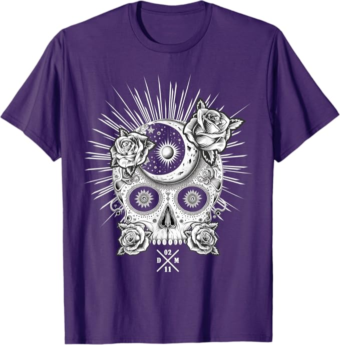 Mexican Sugar Skull Men T-Shirt for Dia De Los Muertos | Occult Halloween Shirt