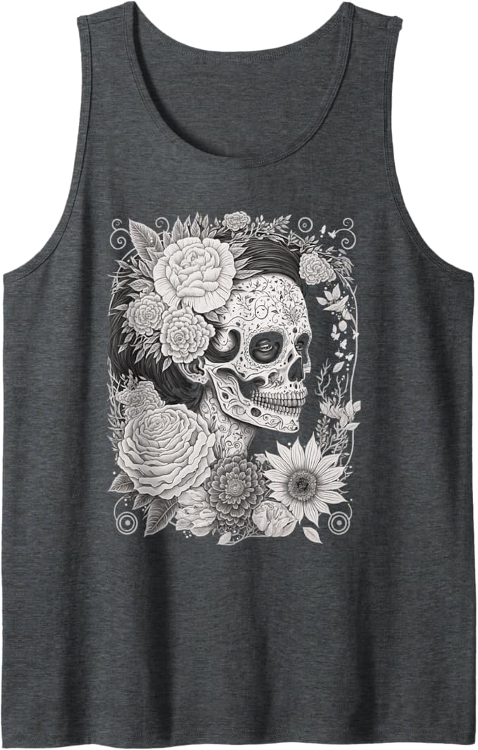 Catrina Sugar Skull Calaveras Men Tank Top - Dia De Los Muertos Mexico Apparel