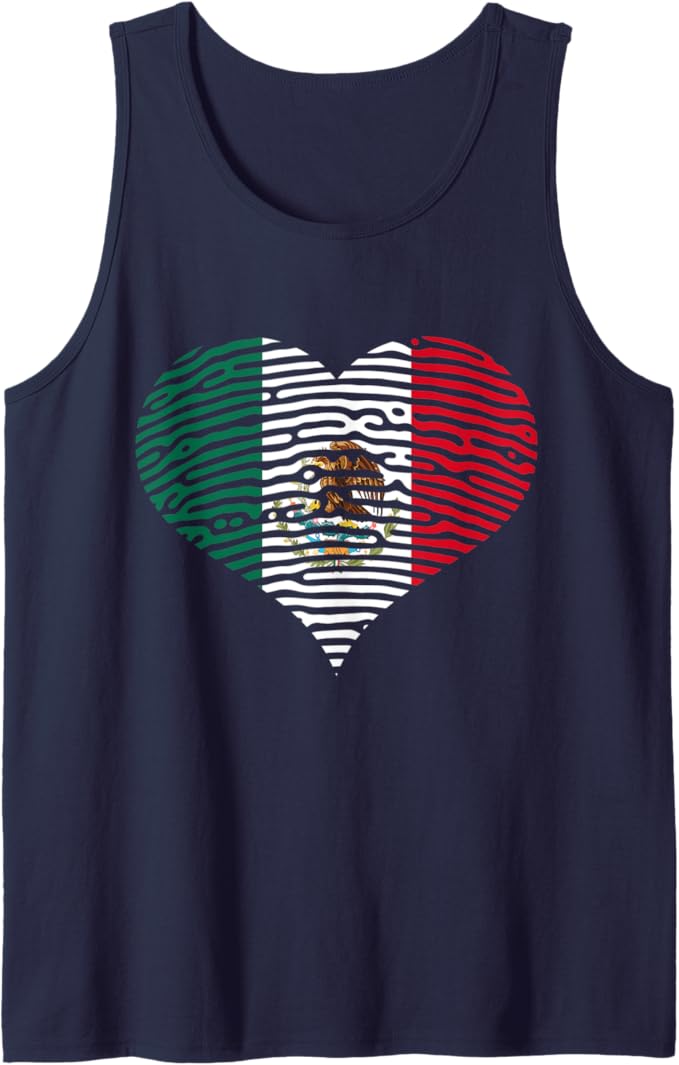 DNA Mexican Bandera Heart Men Tank Top - Mexican Flag Design Shirt
