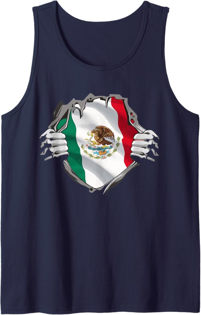 Mexican Superhero Men Tank Top with Mexico Flag & Bandera Mexicana Pride
