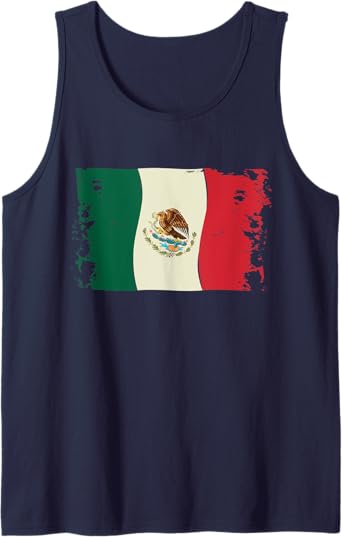 Vintage Mexico Flag Men Tank Top | Bandera Mexicana Camiseta | Retro Mexican Apparel