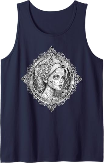 Dia De Los Muertos Calaveras Catrina Men Tank Top – Mexican Skeleton Shirt for Day of the Dead Celebration