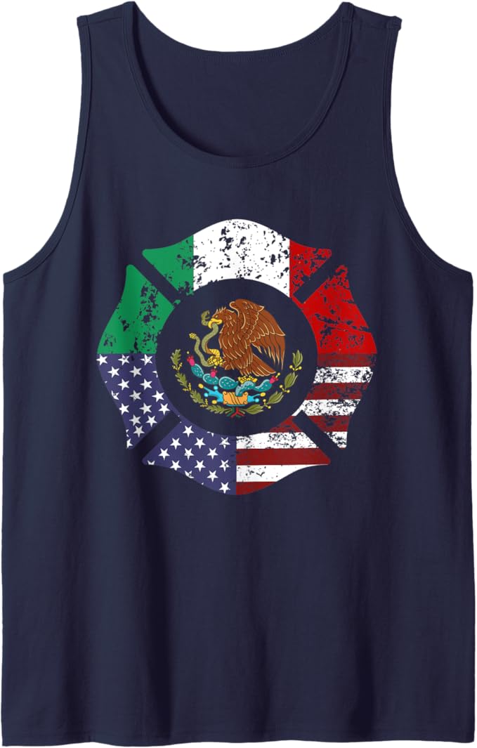 USA American Mexico Mexican Flag Escudo Nacional de México Men Tank Top - Stylish Apparel for Patriotism