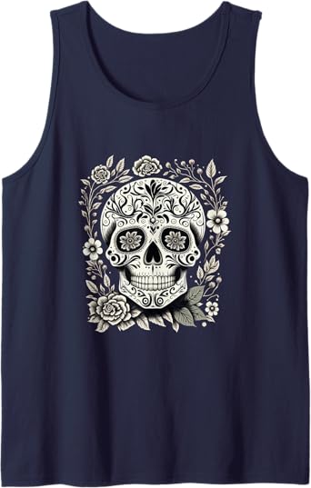 Dia De Los Muertos Sugar Skull Men Tank Top – Mexico Holiday Shirt for Celebration