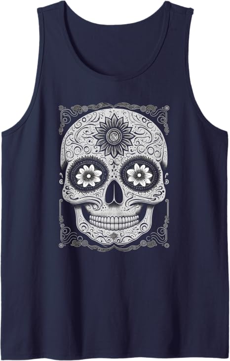 Calaveras Sugar Skull Men Tank Top – Day of the Dead Mexican Holiday Apparel